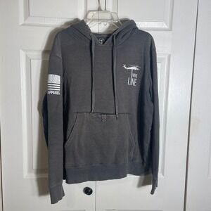 Nine Line Apparel Hoodie Men XL Gray Helicopter Flag Graphic Sweatshirt Veterans